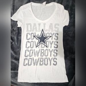 Victoria's Secret White Dallas Cowboys Short Sleeve Tee with Rhinestone Star